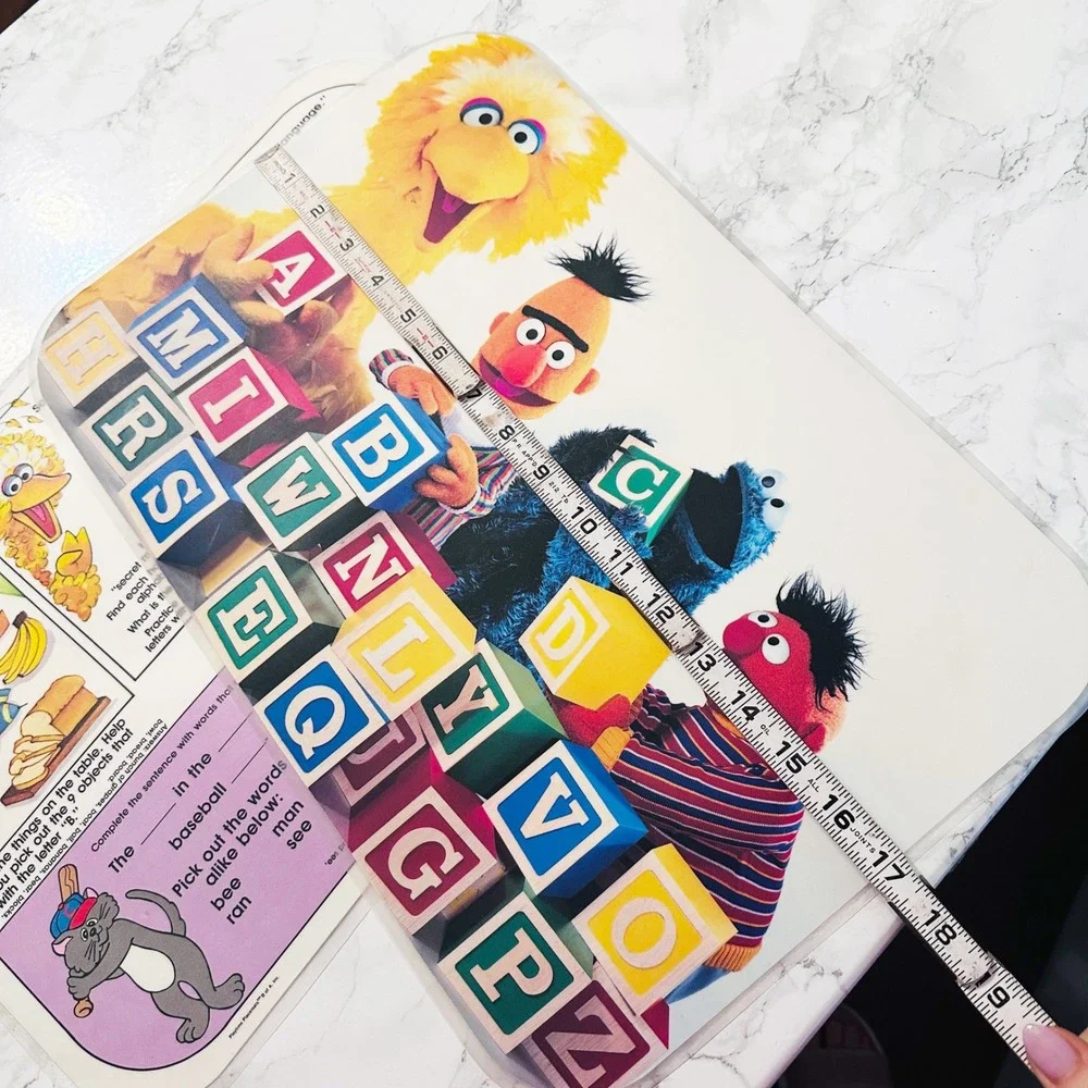 TWO Sesame Street 1992 ASL Sign Language Educational & Character Placemats